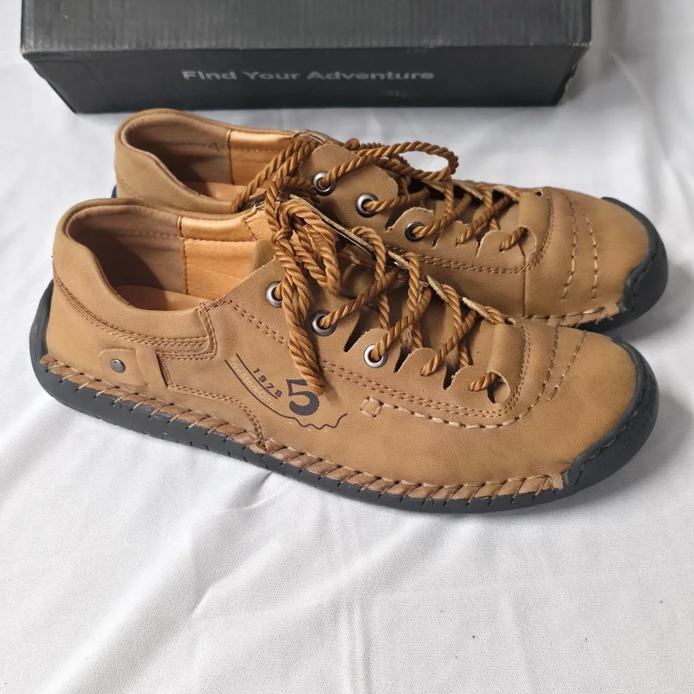 Five Store City Men's Brown‎ Leather Boat Lace Up Shoes Size 9.5 NIB